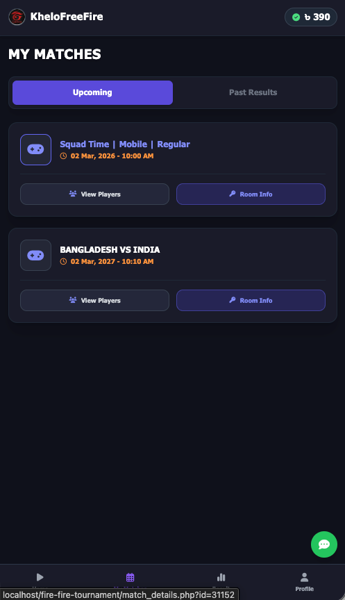 KheloFreeFire – Tournament Management Platform