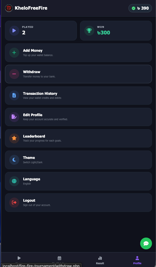 KheloFreeFire – Tournament Management Platform