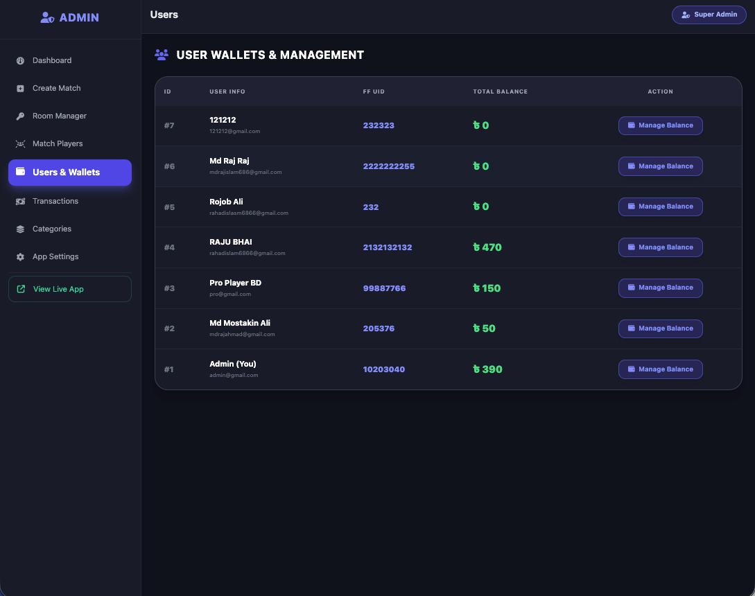 KheloFreeFire – Tournament Management Platform