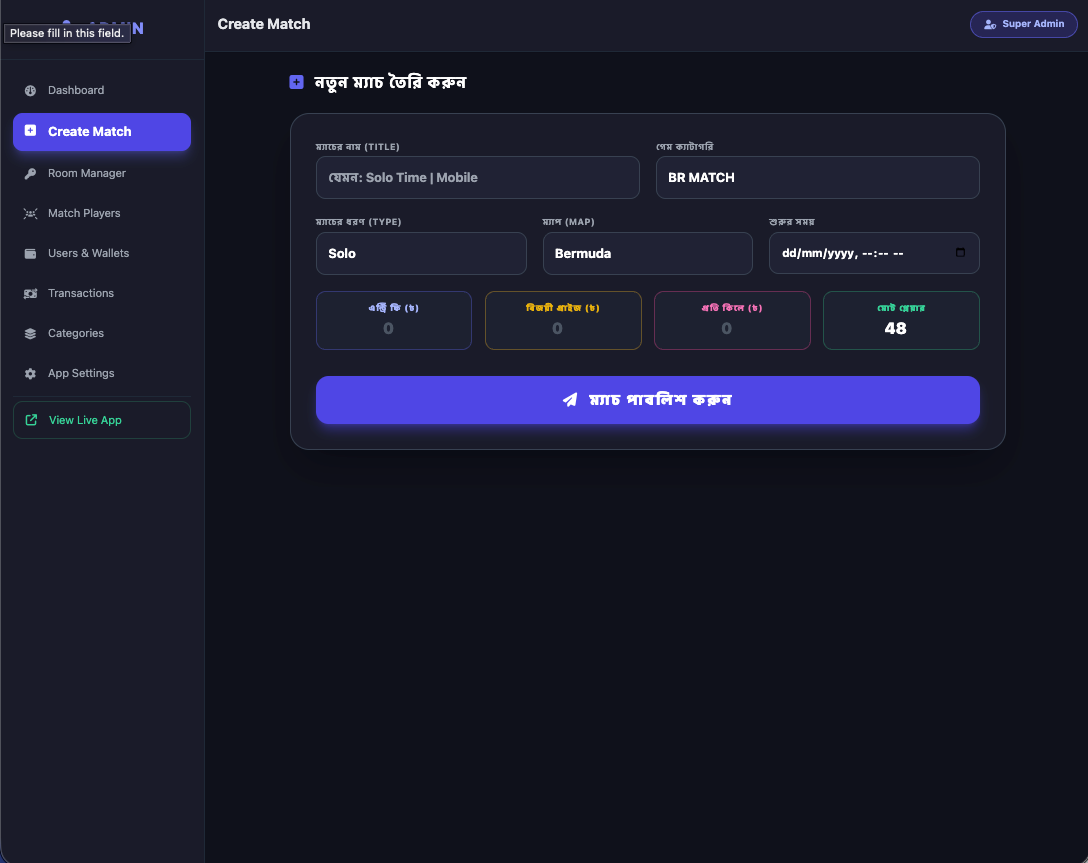 KheloFreeFire – Tournament Management Platform